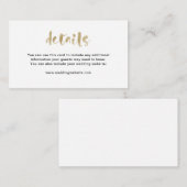 Basic Elegant Faux Gold | Weddengegevens Informatiekaartje (Voorkant / Achterkant)