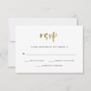 Basic Elegant Faux Gold Wedding RSVP Kaartje
