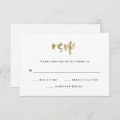 Basic Elegant Faux Gold Wedding RSVP Kaartje (Voorkant / Achterkant)