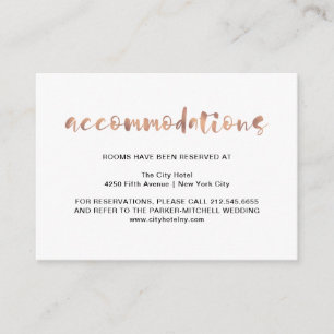 Basic Elegant Faux Roos Gold   Accommodaties Informatiekaartje