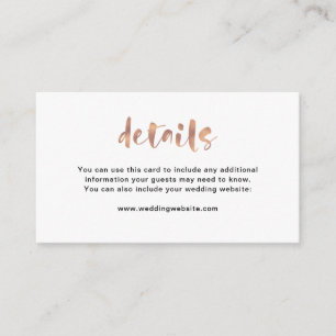 Basic Elegant Faux Roos Gold   Weddengegevens Informatiekaartje