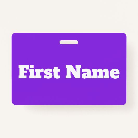 Basic, elegant, Paarse achtergrond en witte naam Badge (Voorkant)