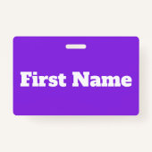 Basic, elegant, Paarse achtergrond en witte naam Badge (Achterkant)