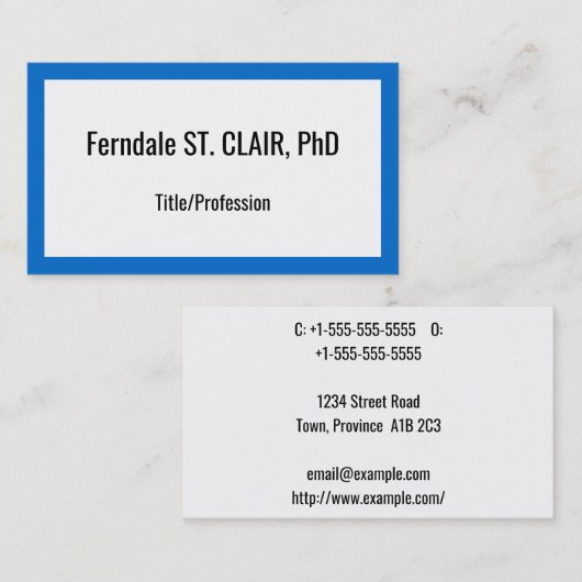 Basic en nederig professioneel Visitekaartje (Voorkant / Achterkant)