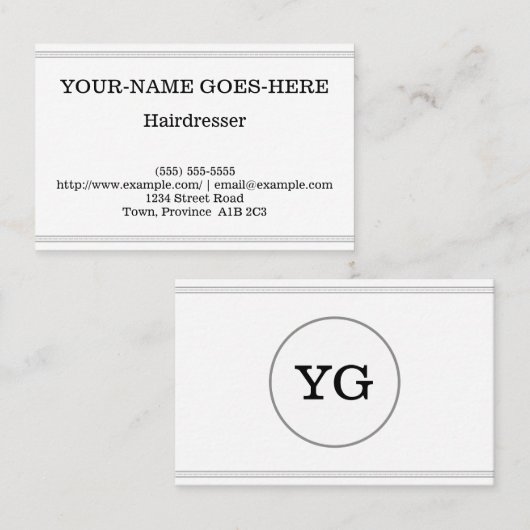 Basic- en Plain Hairdresser-Visitekaartje Visitekaartje (Voorkant / Achterkant)