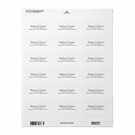 Basic Essential Return Address Label (Full Sheet)