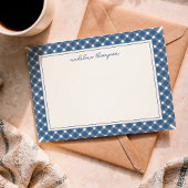 Basic Gingham Light Navy Blue Border Notitiekaartje