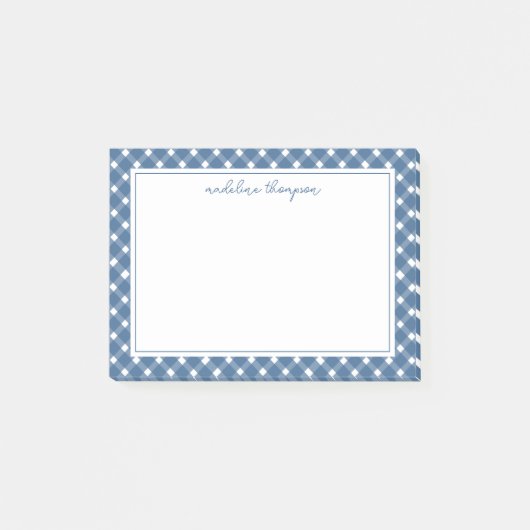 Basic Gingham Light Navy Blue Border Post-it® Notes (Voorkant)