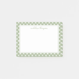 Basic Gingham Sage Green Border Post-it® Notes