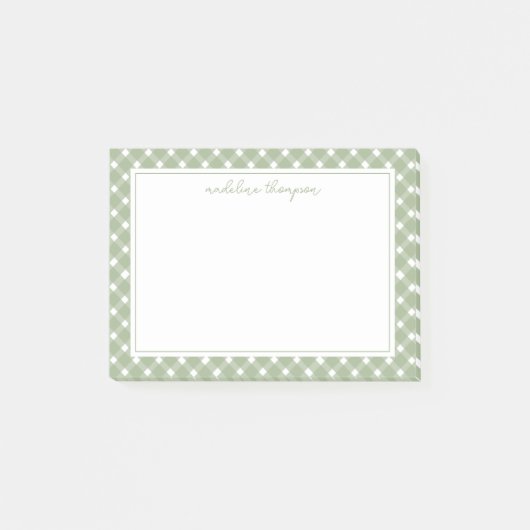 Basic Gingham Sage Green Border Post-it® Notes (Voorkant)