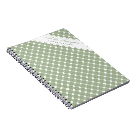 Basic Gingham Sage Green Spiral Notitieboek (Rechterzijde)