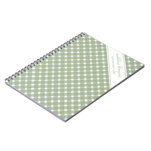 Basic Gingham Sage Green Spiral Notitieboek (Linkerzijde)
