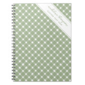Basic Gingham Sage Green Spiral Notitieboek (Voorkant)