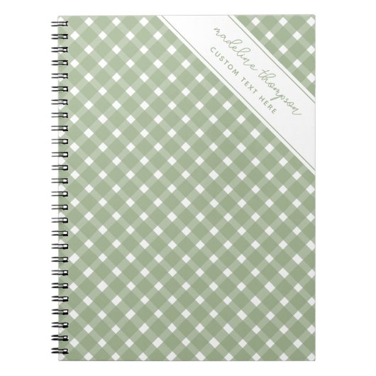 Basic Gingham Sage Green Spiral Notitieboek (Voorkant)