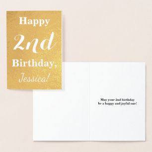 Basic Gold Foil 2e verjaardag + Eigen naam Folie Kaarten