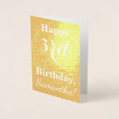 Basic Gold Foil 3rd Birthday + aangepaste naam Folie Kaarten (Voorkant)