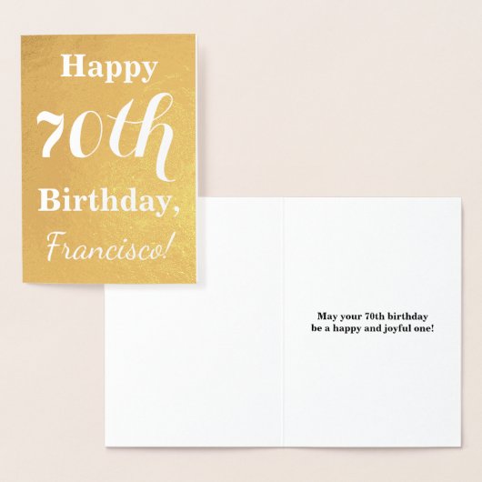 Basic Gold Foil 70th Birthday + aangepaste naam Folie Kaarten (Display)
