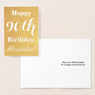 Basic Gold Foil 90th Birthday + aangepaste naam Folie Kaarten