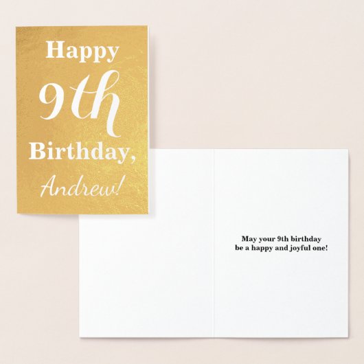 Basic Gold Foil 9th Birthday + aangepaste naam Folie Kaarten (Display)