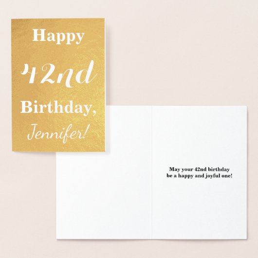 Basic Gold Foil "HAPPY 42nd BIRTHDAY"; aangepaste  Folie Kaarten (Display)