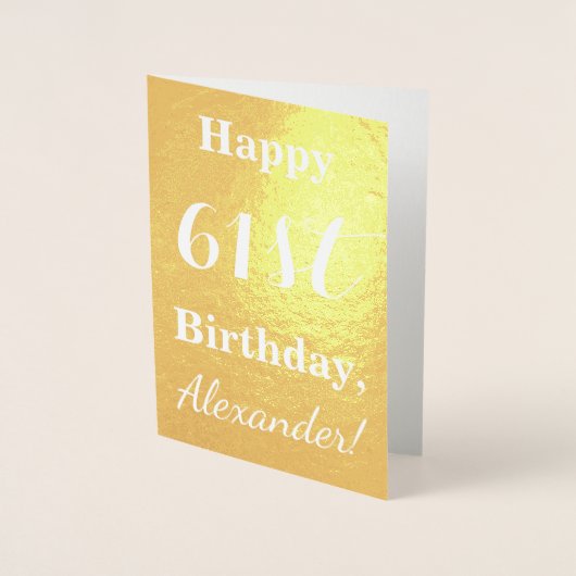 Basic Gold Foil "HAPPY 61st BIRTHDAY"; aangepaste Folie Kaarten (Voorkant)
