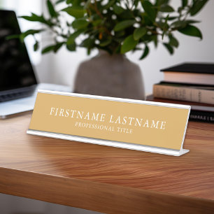 Basic Gold White - traditionele naam Garamond Bureau Naambordje