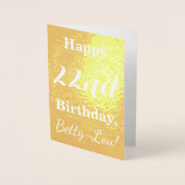 Basic Gouden folie "HAPPY 22nd BIRTHDAY"; Aangepas Kaarten (Voorkant)