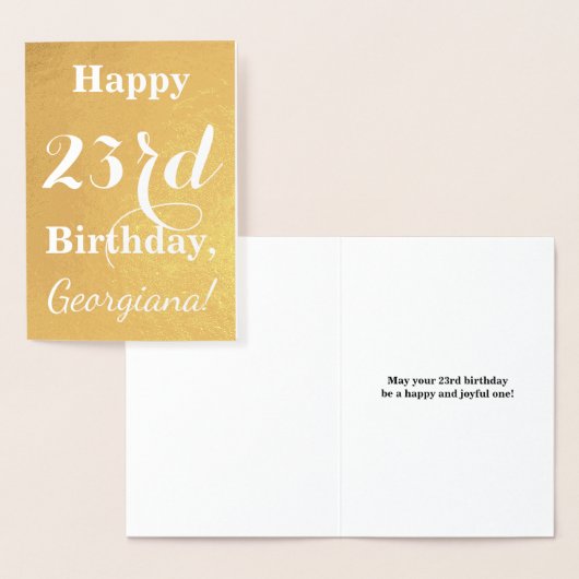 Basic Gouden folie "HAPPY 23rd BIRTHDAY"; Aangepas Kaarten (Display)
