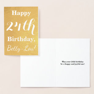 Basic Gouden folie "HAPPY 24th BIRTHDAY"; Aangepas Kaarten