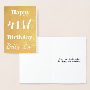 Basic Gouden folie "HAPPY 41st BIRTHDAY"; Aangepas Kaarten
