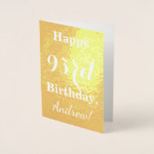 Basic Gouden folie "HAPPY 93rd BIRTHDAY"; Aangepas Folie Kaarten (Voorkant)