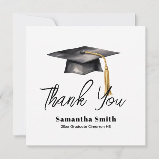 Basic Graduation Party Flat Thank You Card Bedankkaart (Voorkant)