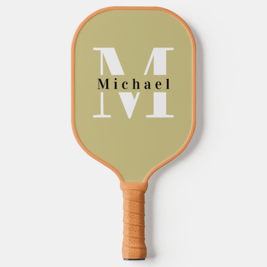Basic Groen Monogram Naam + Initiaal Pickleball Paddle (Voorkant)