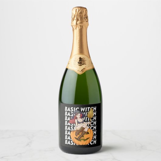 Basic heks Halloween kostuum grappig sarcastisch Sparkling Wijnetiket (Voorkant)