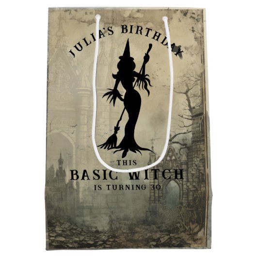 Basic Heks Vrouwen Modern Gotisch Halloween Medium Cadeauzakje (Achterkant)