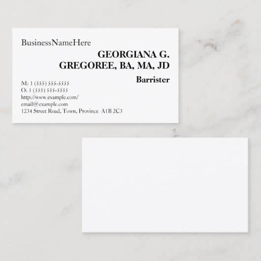 Basic, Humble Lawyer Visitekaartje (Voorkant / Achterkant)