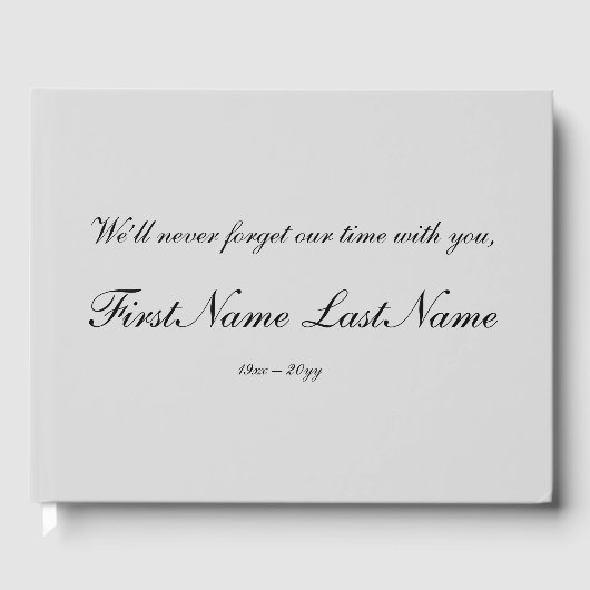 Basic, ingetogen Memorial Guest Book Gastenboek (Voorkant)