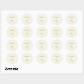 Basic - Ivory Cream Gold Script Weddenschap Ronde Sticker (Vel)
