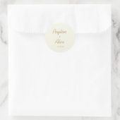 Basic - Ivory Cream Gold Script Weddenschap Ronde Sticker (Tas)