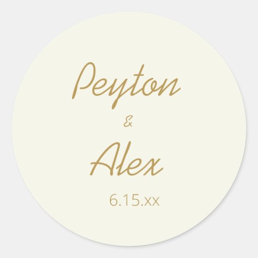 Basic - Ivory Cream Gold Script Weddenschap Ronde Sticker (Voorkant)