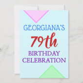 Basic, Leuk "79th BIRTHDAY CELEBRATION" Uitnodigin Kaart (Voorkant)