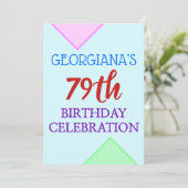 Basic, Leuk "79th BIRTHDAY CELEBRATION" Uitnodigin Kaart (Staand voorkant)