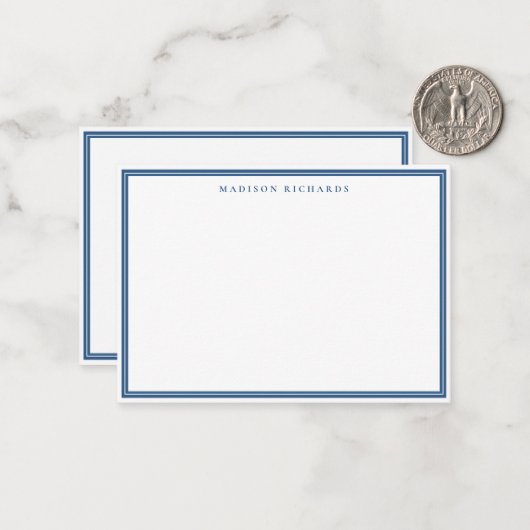 Basic Light Navy Blue Border Personalized Notitiekaartje (Voorkant / Achterkant in situ)