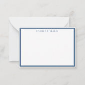 Basic Light Navy Blue Border Personalized Notitiekaartje (Voorkant)
