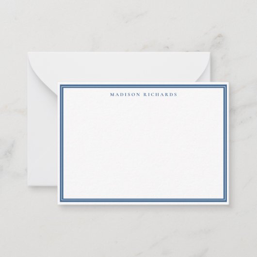 Basic Light Navy Blue Border Personalized Notitiekaartje (Voorkant)