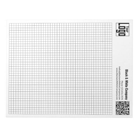 Basic Logo QR-code Black Grid Graph Calcpad Notitieblok (Voorkant)