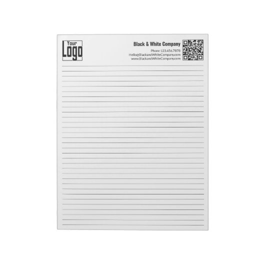 Basic Logo QR-code Black Line College Rule Notitieblok (Gedraaid)