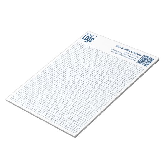 Basic Logo QR-code Blue Grid Graph Calcpad Notitieblok (Schuin)
