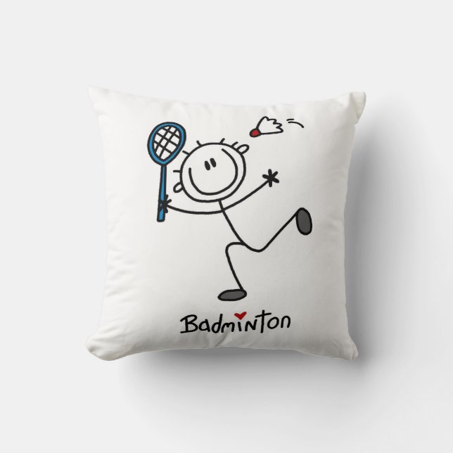 Basic Male Stick Figuur Badminton Kussen (Voorkant)