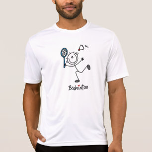 Basic Male Stick Figuur Badminton T-shirt
